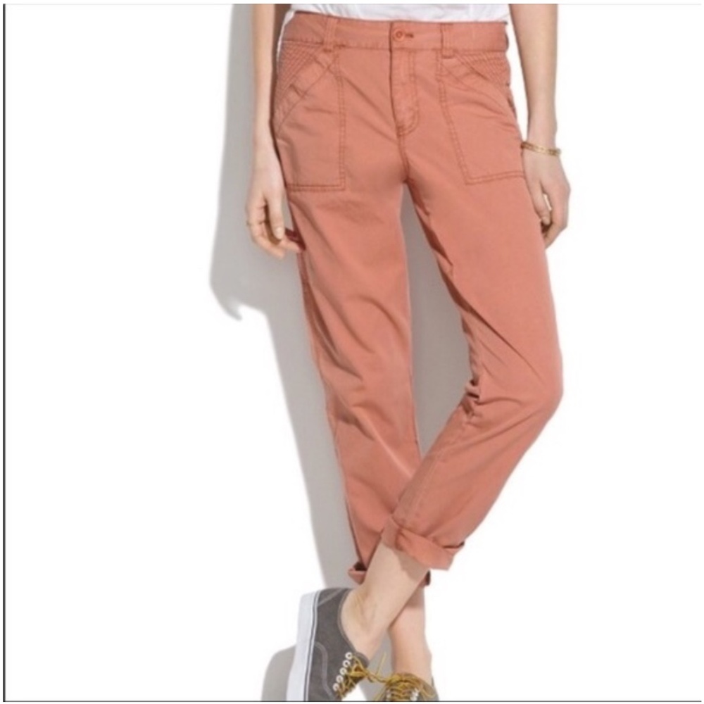 Madewell | dusty rose camp stitch slouch straight crop utility cargo pant chino - Picture 14 of 15